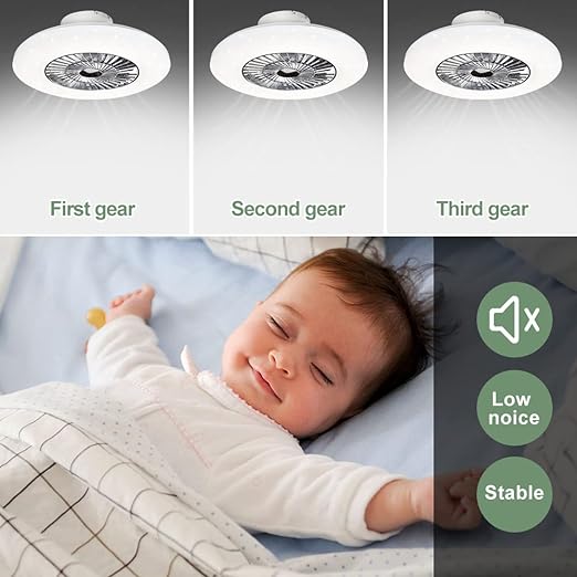 LED Remote Ceiling Fan with Light Kit-40W Modern Dimmable Ceiling Fan Lighting, 7 Invisible Blades Ceiling Fans, 23 Inch Ceiling Lighting Fixture