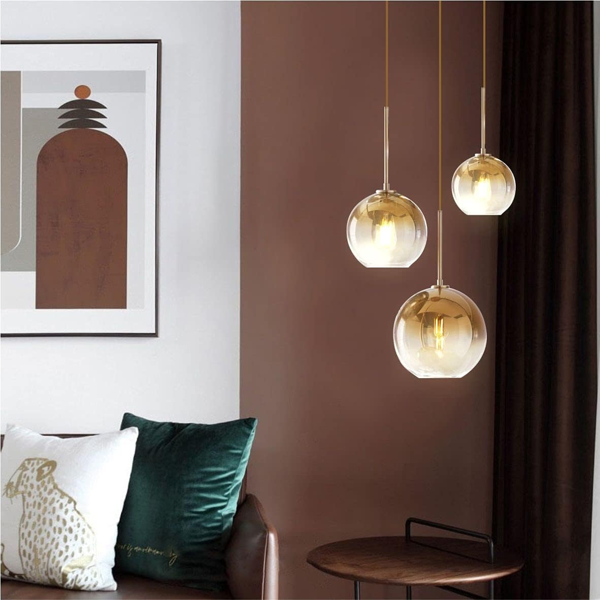 Modern 3-Pack Gold Globe Pendant Lighting Adjustable Length Lamp LED Farmhouse Light Fixtures Brass Dining Room Decor Hanging Light for Bedroom Kitchen Island Entryway