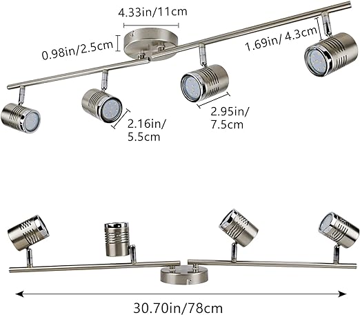 Led Track Light, Complete Track Lighting Kits, Flush Mount Ceiling Spot Lights GU10 Bulbs(Included)