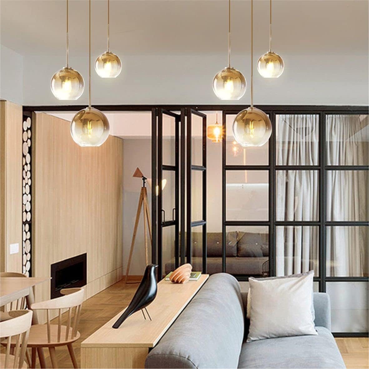 Modern 3-Pack Gold Globe Pendant Lighting Adjustable Length Lamp LED Farmhouse Light Fixtures Brass Dining Room Decor Hanging Light for Bedroom Kitchen Island Entryway