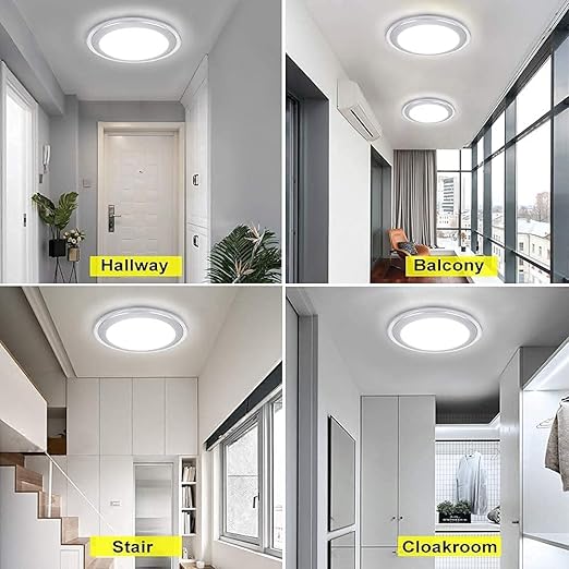 13 Inch Flush Mount Ceiling Light Fixture, Round LED Disk Light, 22W (180W Equivalent), Cool White, 6000K Modren Surface Mount Light