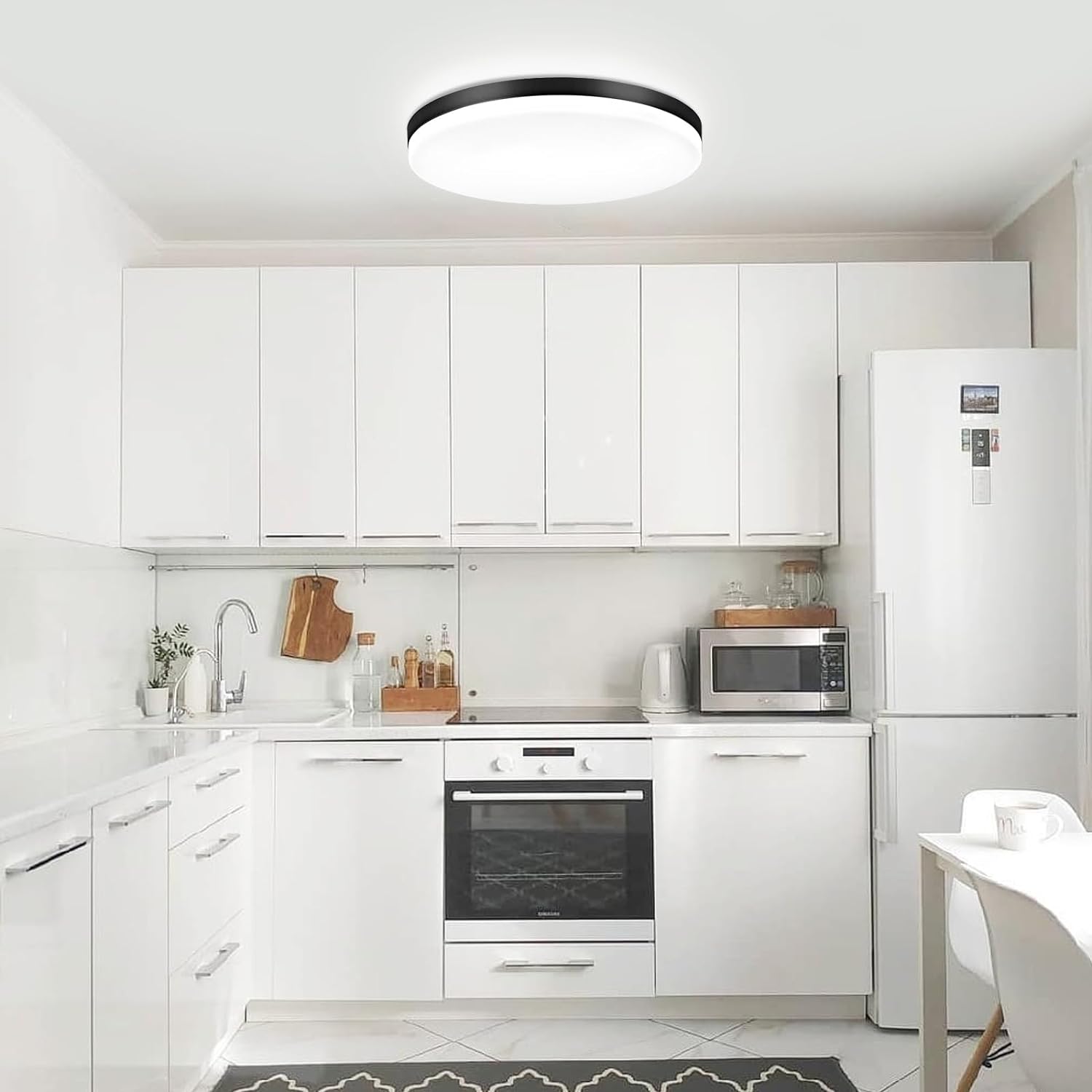 Dimmable LED Flush Mount Ceiling Light Fixture with Remote, Black 13Inch 24W 3000K-6000K Light Color Adjustable, Modern Ultra-Thin Round Close to Ceiling Light