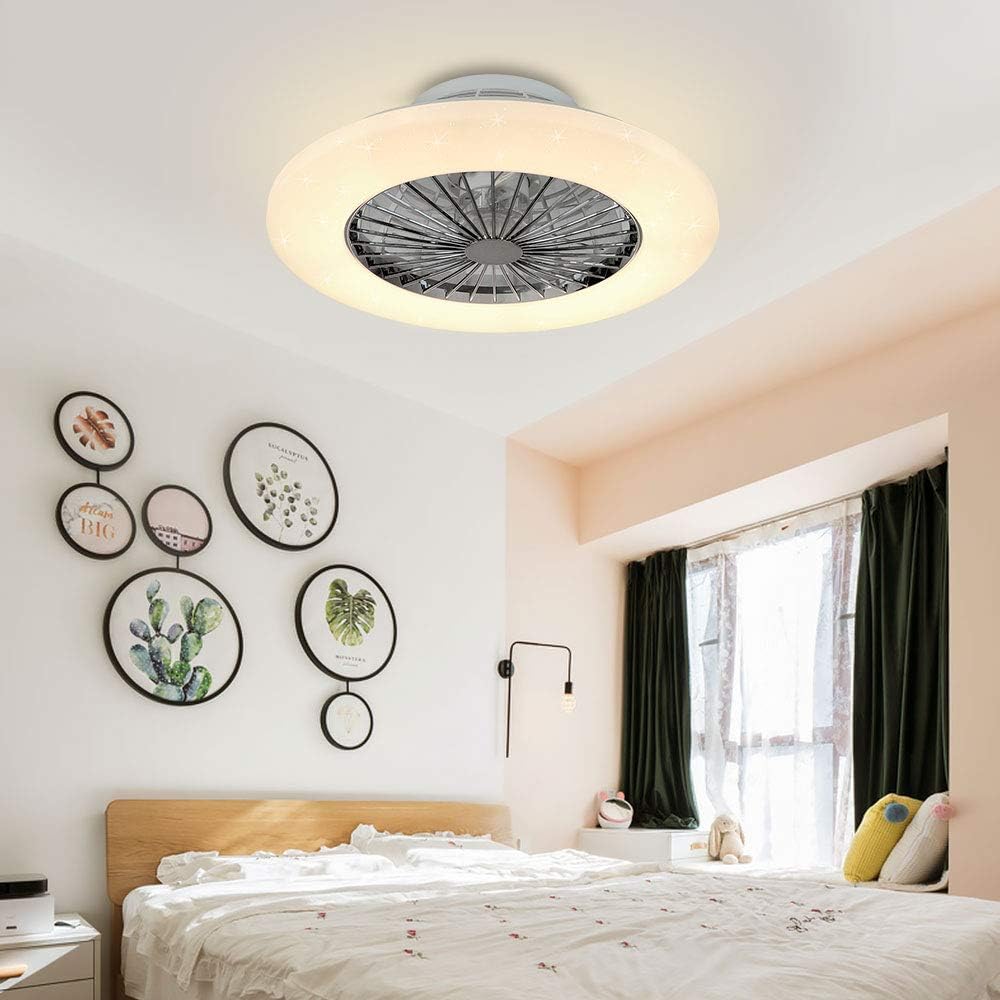 Ceiling Fan with Led Lights, 20'' Modern Ceiling Fan with Remote Control and Light for Indoor Bedroom Living Room Kitchen
