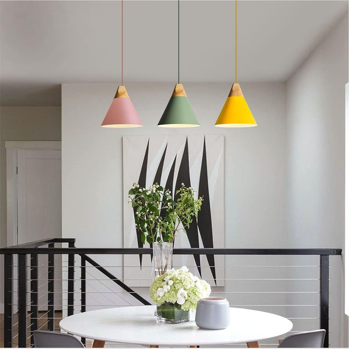 Modern Cone Pendant Light 3-Pack Nordic Macaron Pendant Light Minimalist Adjustable Hanging Light Ceiling Mount Kitchen Island Pendant Lighting (Small)
