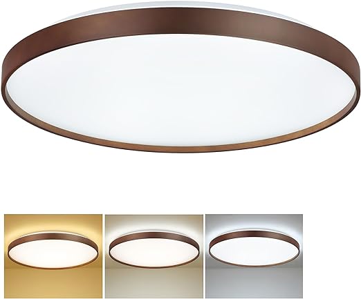 45W Modern LED Flush Mount Ceiling Light, 23 Inch Thin Round Close to Ceiling Light, Wood Grain Low Profile Light