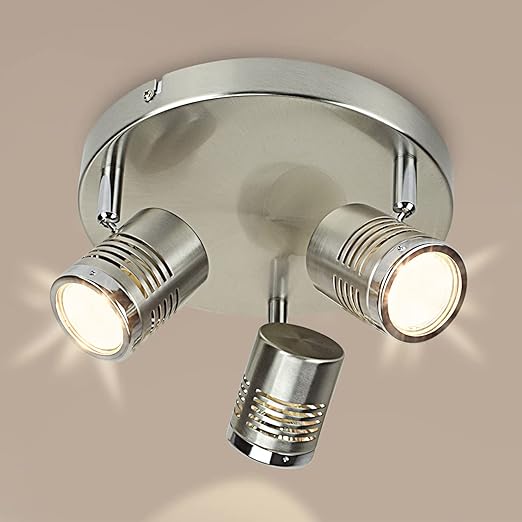 Industrial Directional Track Light Led, Indoor Round Ceiling Spot Lighting 3-Light for Living Room, Dining Room, Offices, Bedroom,