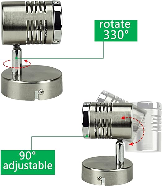 Mini Directional Wall Spot Light, Adjustable Flush Mount Ceiling Plug Track Lighting