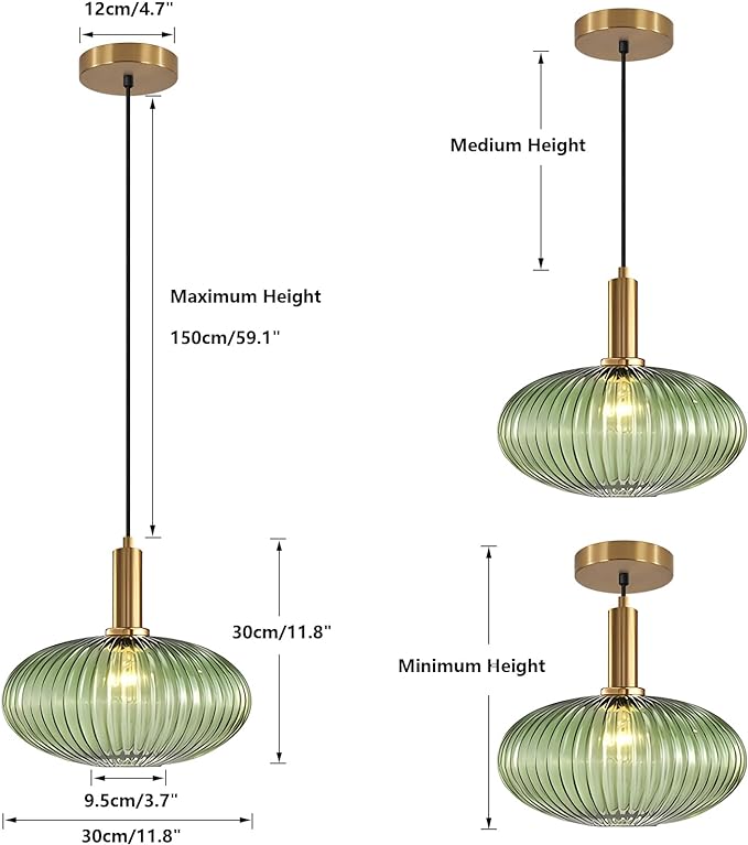 Modern Gold Globe Pendant Light Black Green Glass Bathroom Pendant Light Fixture Adjustable Brass Round Pendant Lights Kitchen Island Lighting Large Pendant Farmhouse Ceiling Light