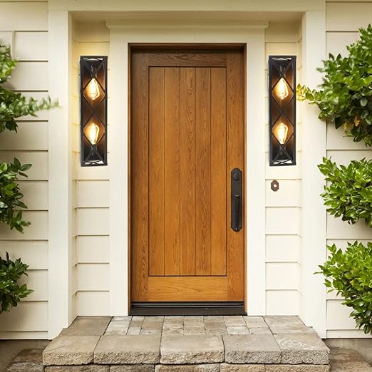 2-Light Industrial Bathroom Vanity Lighting Fixtures, Vintage Brown Metal Farmhouse Wall Sconces Lights, Bath Wall Mounted Porch Wall Lamp