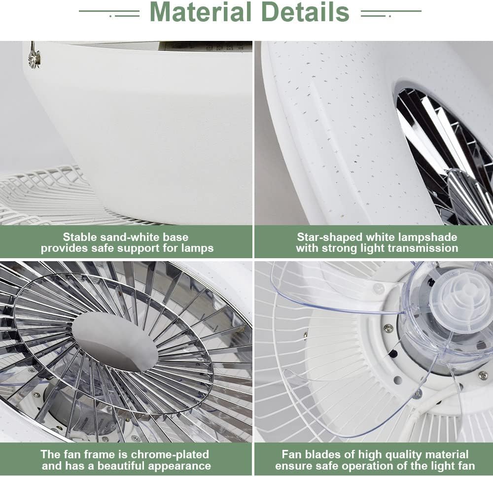 LED Remote Ceiling Fan with Light Kit-40W Modern Dimmable Ceiling Fan Lighting, 7 Invisible Blades Ceiling Fans, 23 Inch Ceiling Lighting Fixture