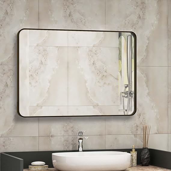 Bathroom Mirror for Wall Decorative, 24X36 Inch Vanity Mirror with Rounded Rectangular Frame