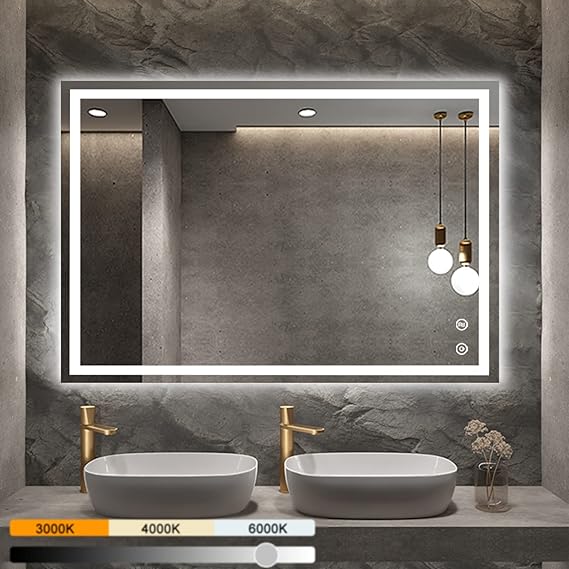 Backlit Bathroom Mirror with Light, 24"x 32" Touch Makeup Vanity Mirrors with Ultra Bright White LED