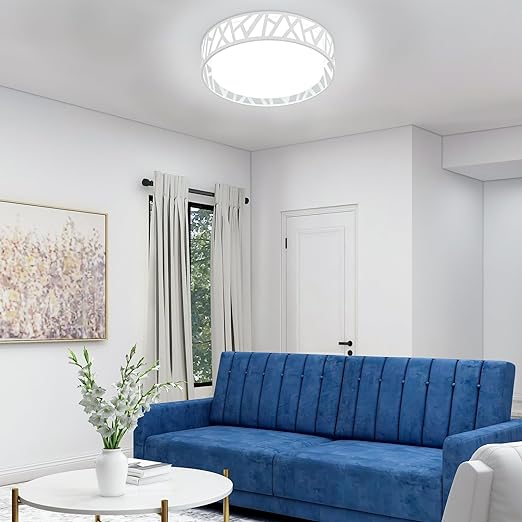 24W LED Flush Mount Ceiling Light, 15 Inch Dimmable Round Ceiling Light Fixture, Modern White Close to Ceiling Lights
