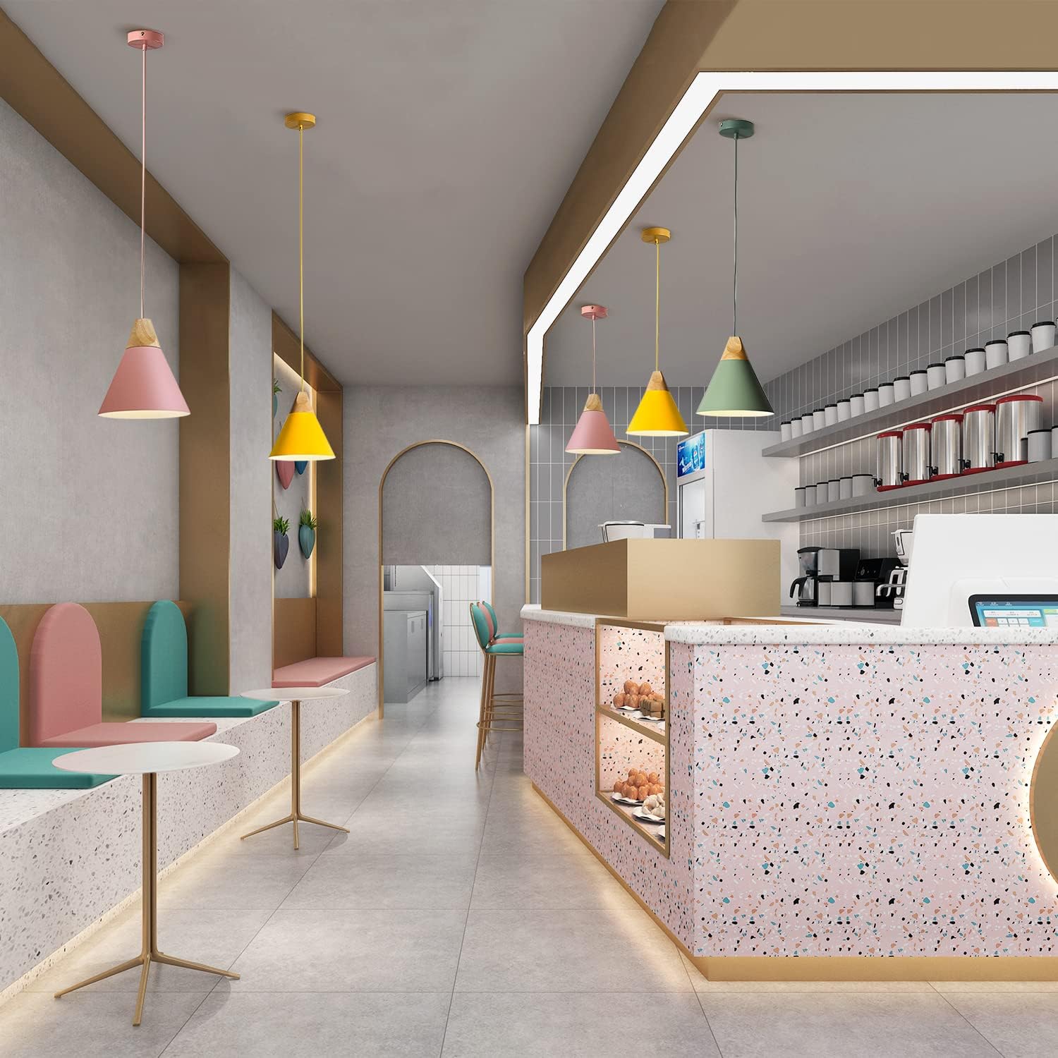 Modern Cone Pendant Light 3-Pack Nordic Macaron Pendant Light Minimalist Adjustable Hanging Light Ceiling Mount Kitchen Island Pendant Lighting (Small)