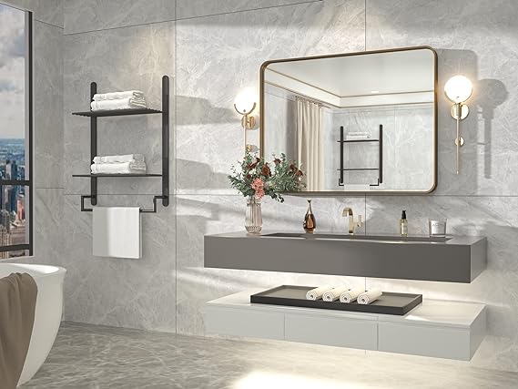 Bathroom Mirror for Wall Decorative, 24X36 Inch Vanity Mirror with Rounded Rectangular Frame