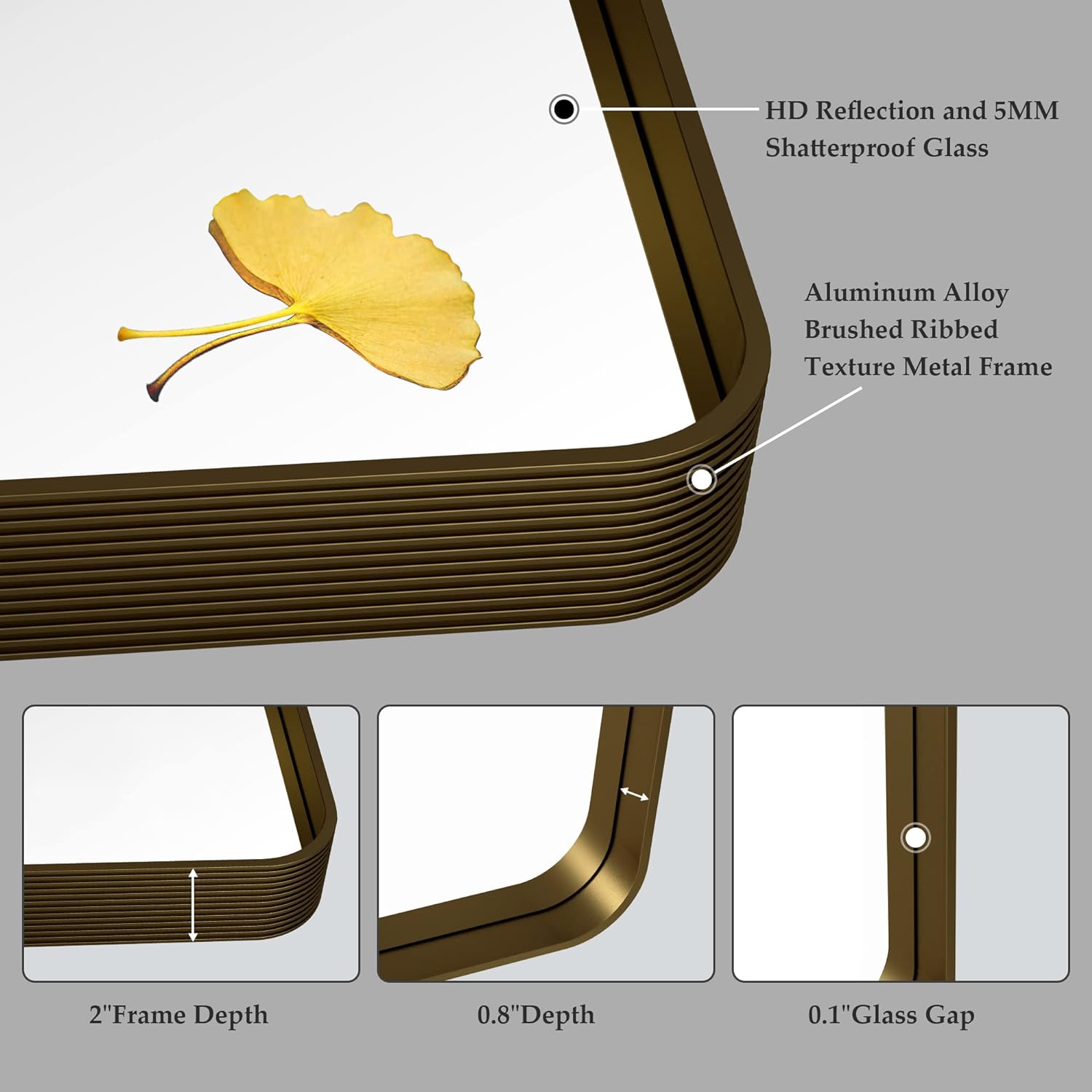 Bathroom Mirror for Wall Decorative, 24X36 Inch Vanity Mirror with Rounded Rectangular Frame