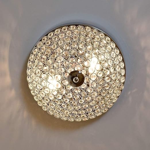 Modern Flush Mount Crystal Ceiling Light, 2-Light Small Chandelier Close to Ceiling Light Fixtures