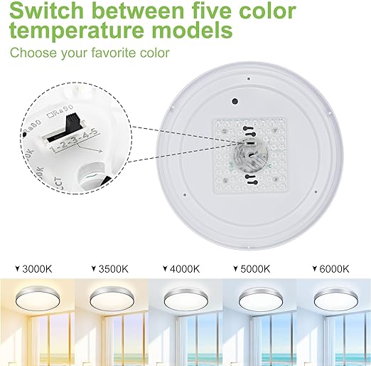 24W Modern LED Flush Mount Ceiling Light, 13 Inch Silver Low Profile Light Fixture, Thin Round Close to Ceiling Light