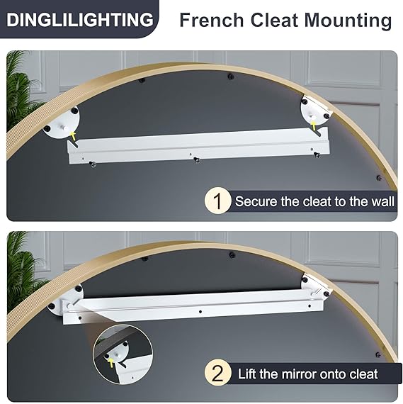 Round Vanity Mirror, 24 Inch Circle Bathroom Mirror, Gold Metal Framed Mirrors, Aluminum Alloy Wall Mounted Mirror