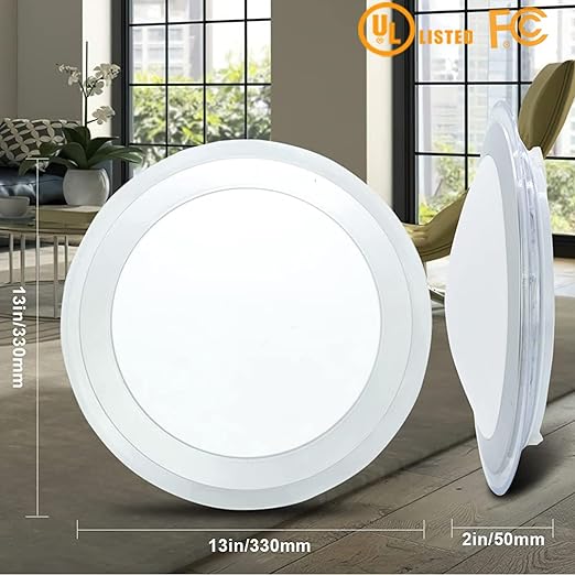 13 Inch Flush Mount Ceiling Light Fixture, Round LED Disk Light, 22W (180W Equivalent), Cool White, 6000K Modren Surface Mount Light