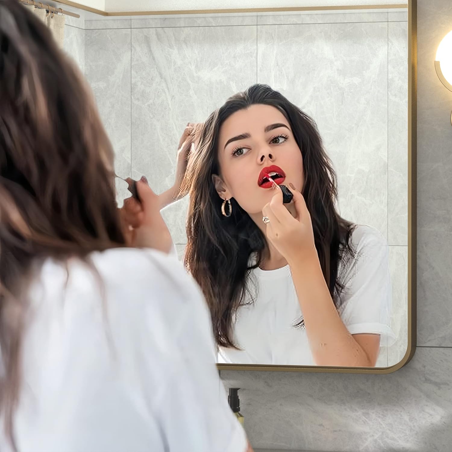 Bathroom Mirror for Wall Decorative, 24X36 Inch Vanity Mirror with Rounded Rectangular Frame