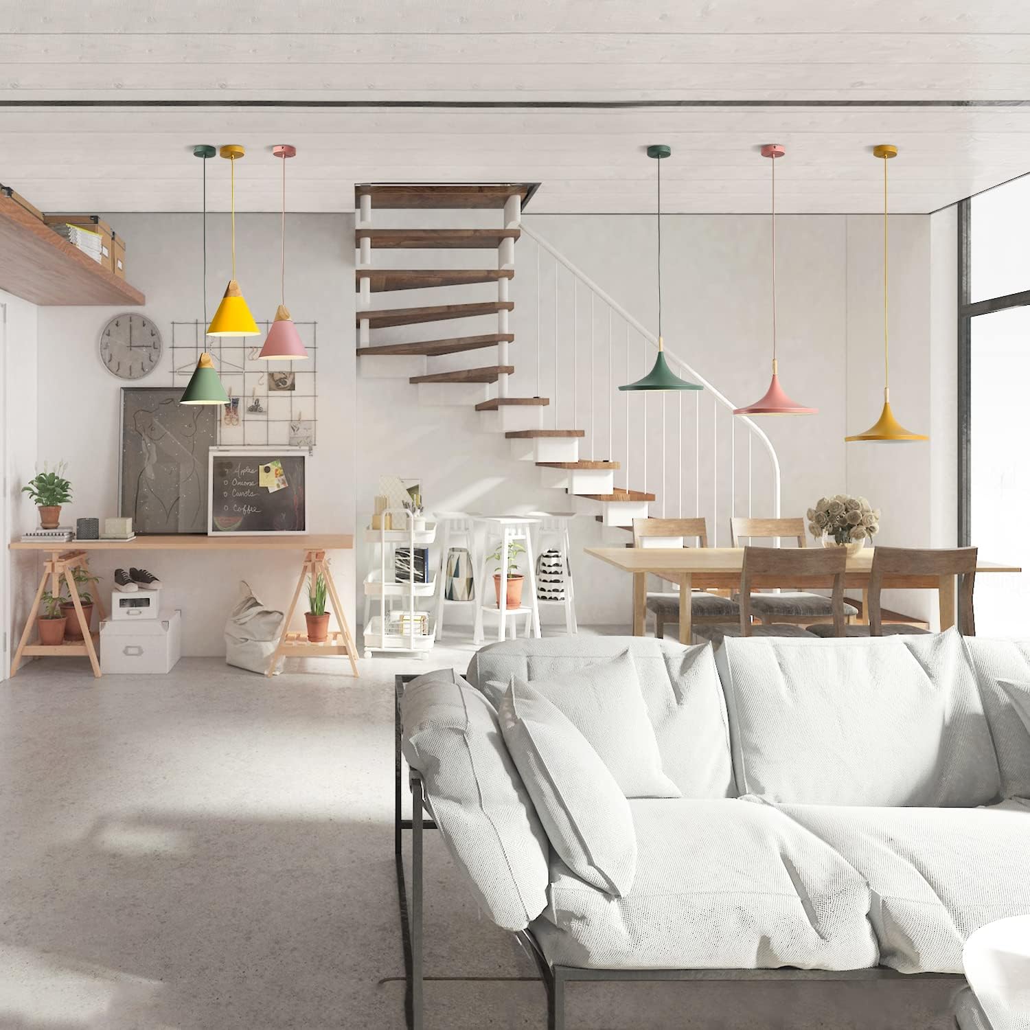 Modern Cone Pendant Light 3-Pack Nordic Macaron Pendant Light Minimalist Adjustable Hanging Light Ceiling Mount Kitchen Island Pendant Lighting (Small)