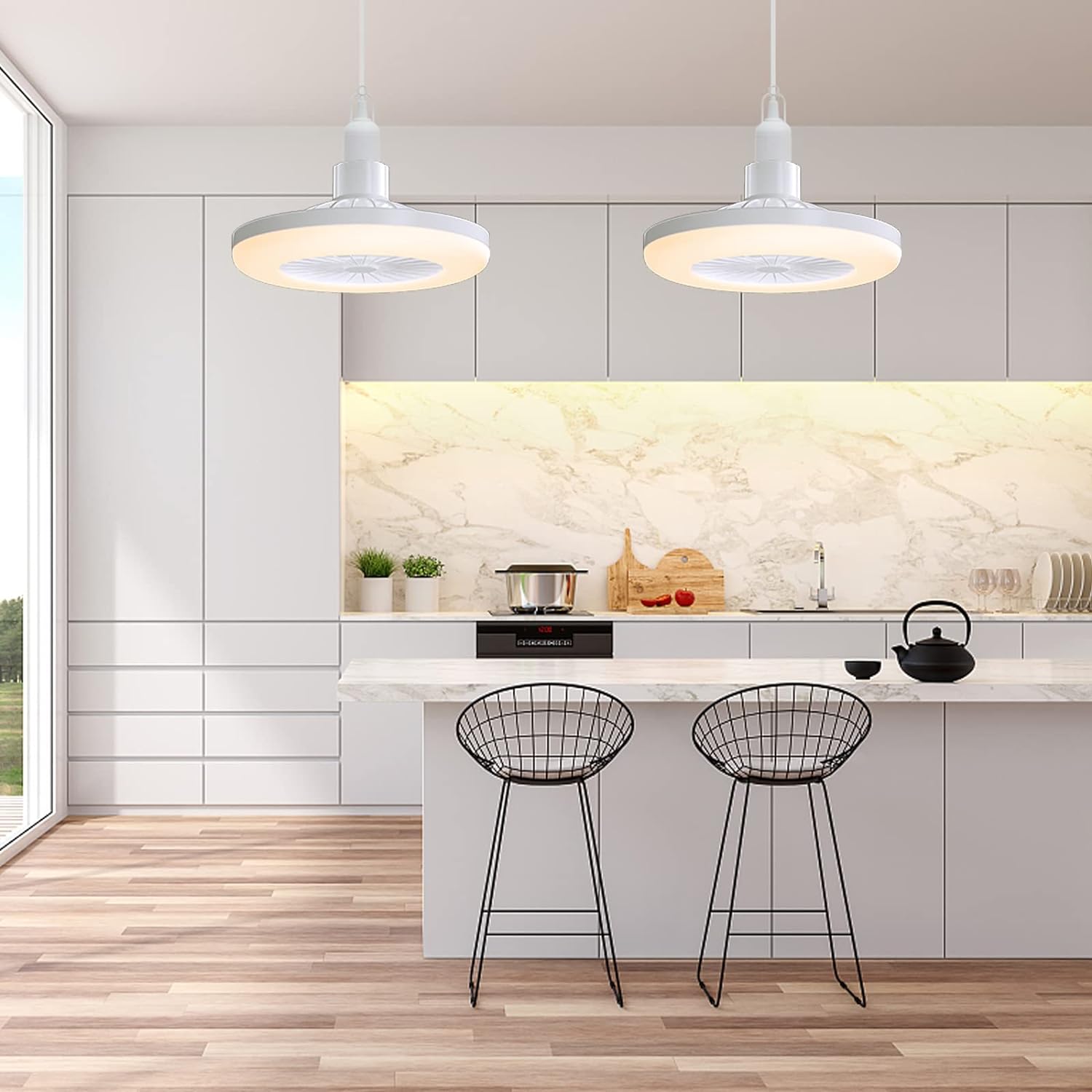 Enclosed Ceiling Fan with Light Remote Control, 11 Inch 3000K Low Profile LED Small Ceiling Fan Bulb for Garage, Closet