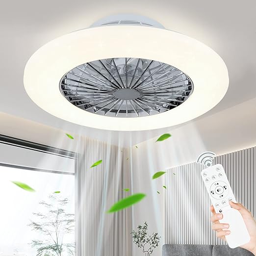 Ceiling Fan with Led Lights, 20'' Modern Ceiling Fan with Remote Control and Light for Indoor Bedroom Living Room Kitchen
