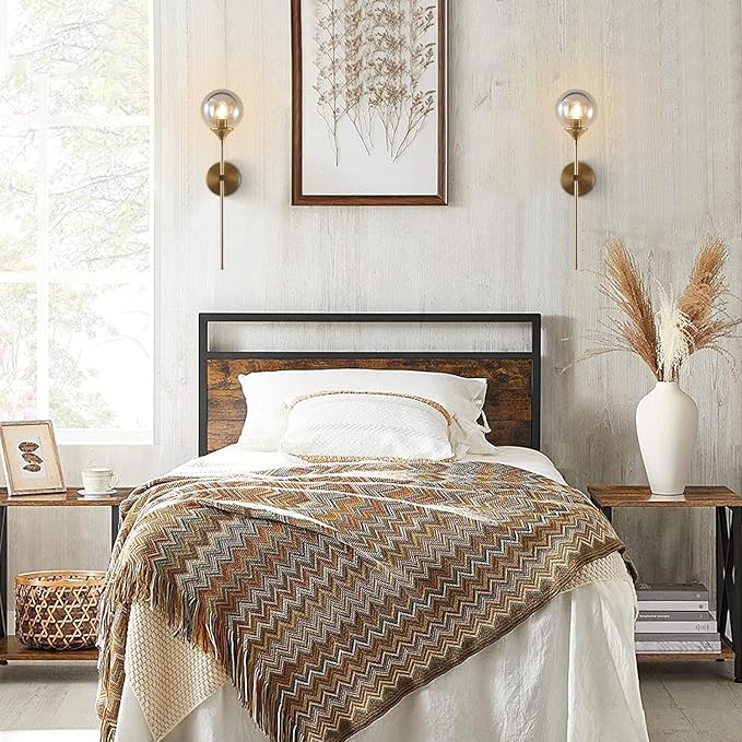 Smoke Gray Glass Globe Wall Sconce Modern Gold Long Pole Wall Lighting Mid Century Vintage Bathroom Light Fixture Sconce Brass Bar Wall Lamp (Smoke Gray)