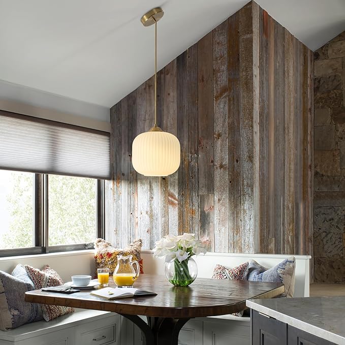 Modern Gold White Glass Pendant Light Contemporary Brass Metal Kitchen Island Dining Pendant Light Industrial Large Globe Pendant Lamp 1-Light Round Ball Hanging Lighting Fixture