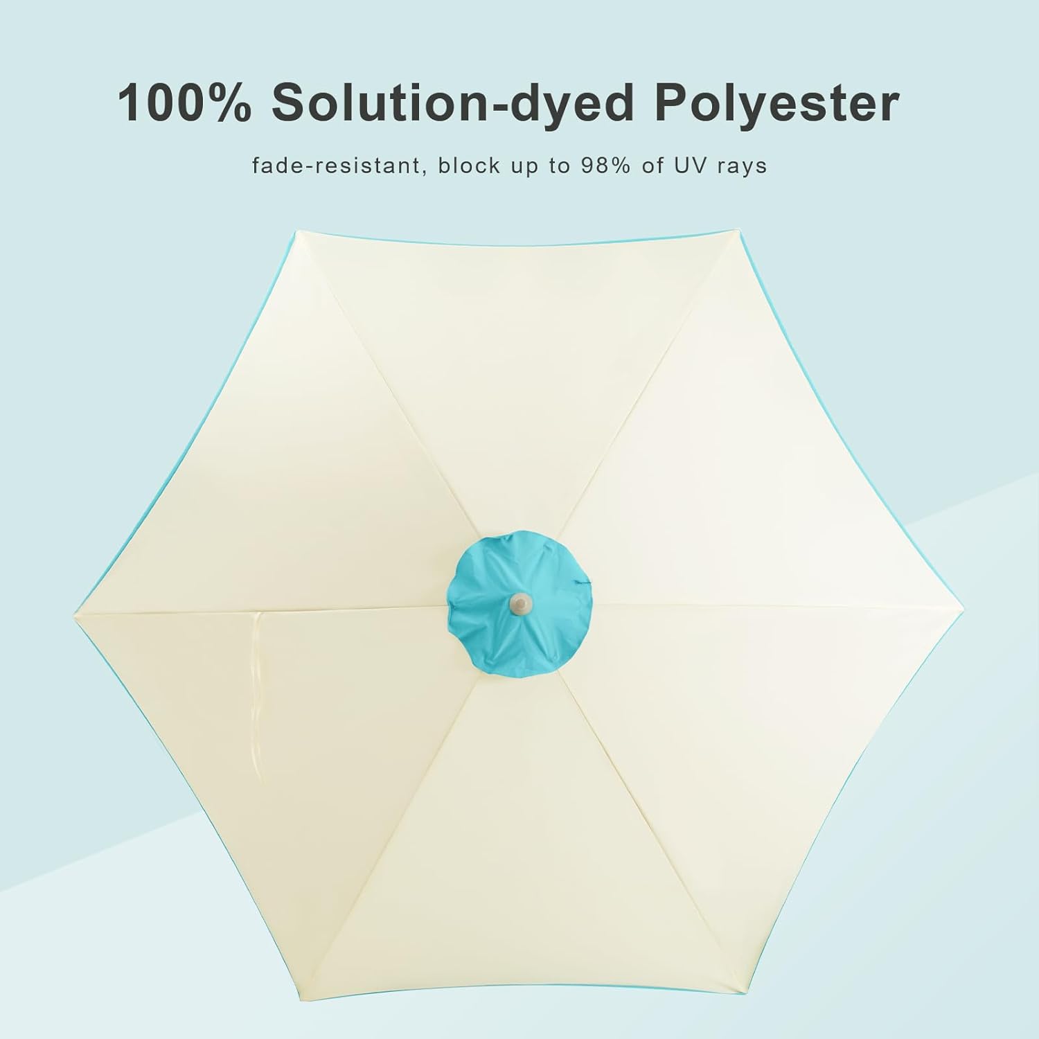 9ft Scalloped Beige Spliced Blue Patio Umbrellas with Fringe