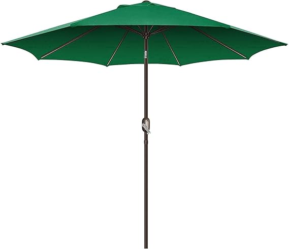 9Ft Patio Umbrella, UV Protect Pool Umbrella with Heavy Duty Pole, Outdoor Umbrella with Push Bottom Tilt & Crank