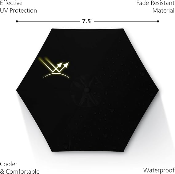 7.5Ft Patio Umbrella, UV Protect Pool Umbrella with Heavy Duty Pole, Outdoor Umbrella