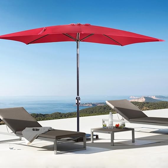 6.5x10ft Rectangular Patio Umbrella, Outdoor Market Table Umbrellas with Heavy Duty Pole