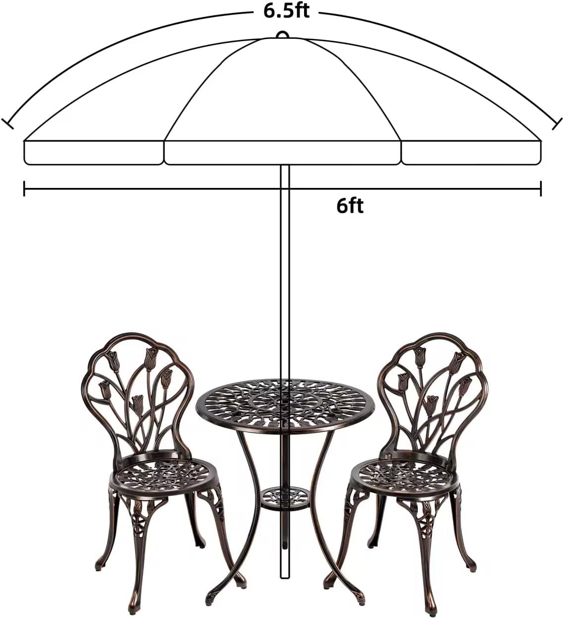 6.5 ft Outdoor Table Umbrella with Tilt Steel Pole, UPF50+ Protection