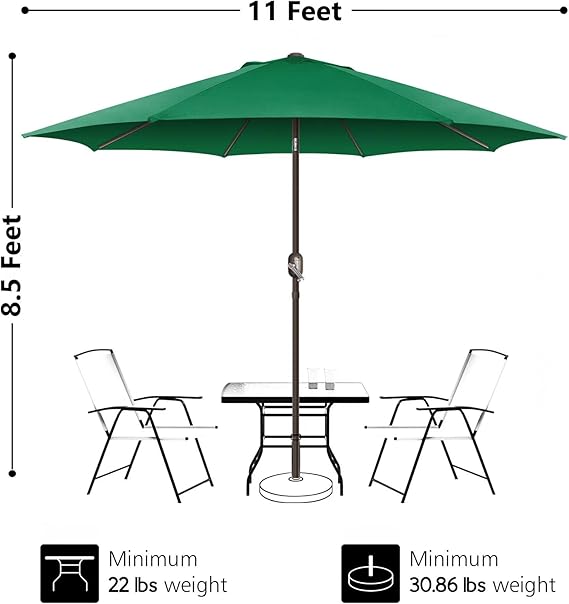 11ft Patio Umbrella, UV Protect Pool Umbrella with Heavy Duty Pole, Ventilate Design Outdoor Umbrella