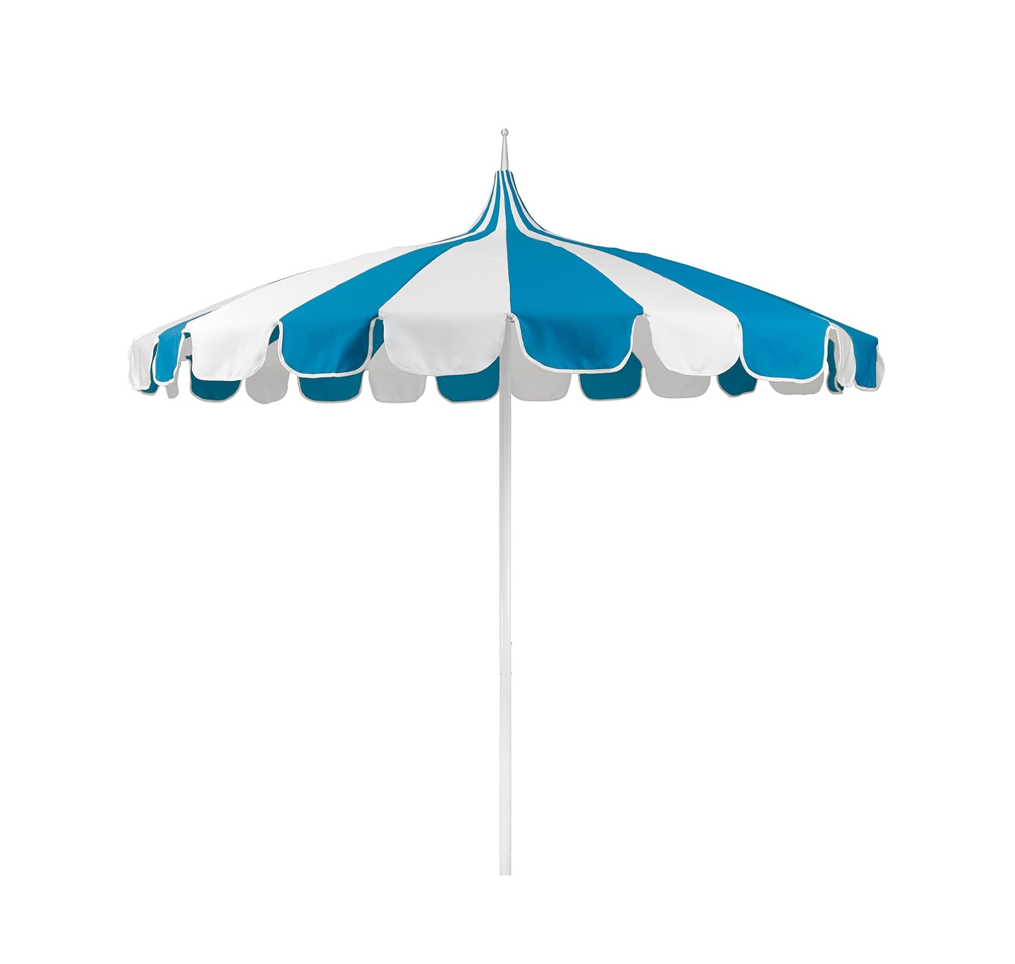 8.5' Rd. Pagoda Style Patio Umbrella, White Pole