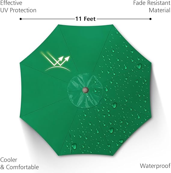 11ft Patio Umbrella, UV Protect Pool Umbrella with Heavy Duty Pole, Ventilate Design Outdoor Umbrella