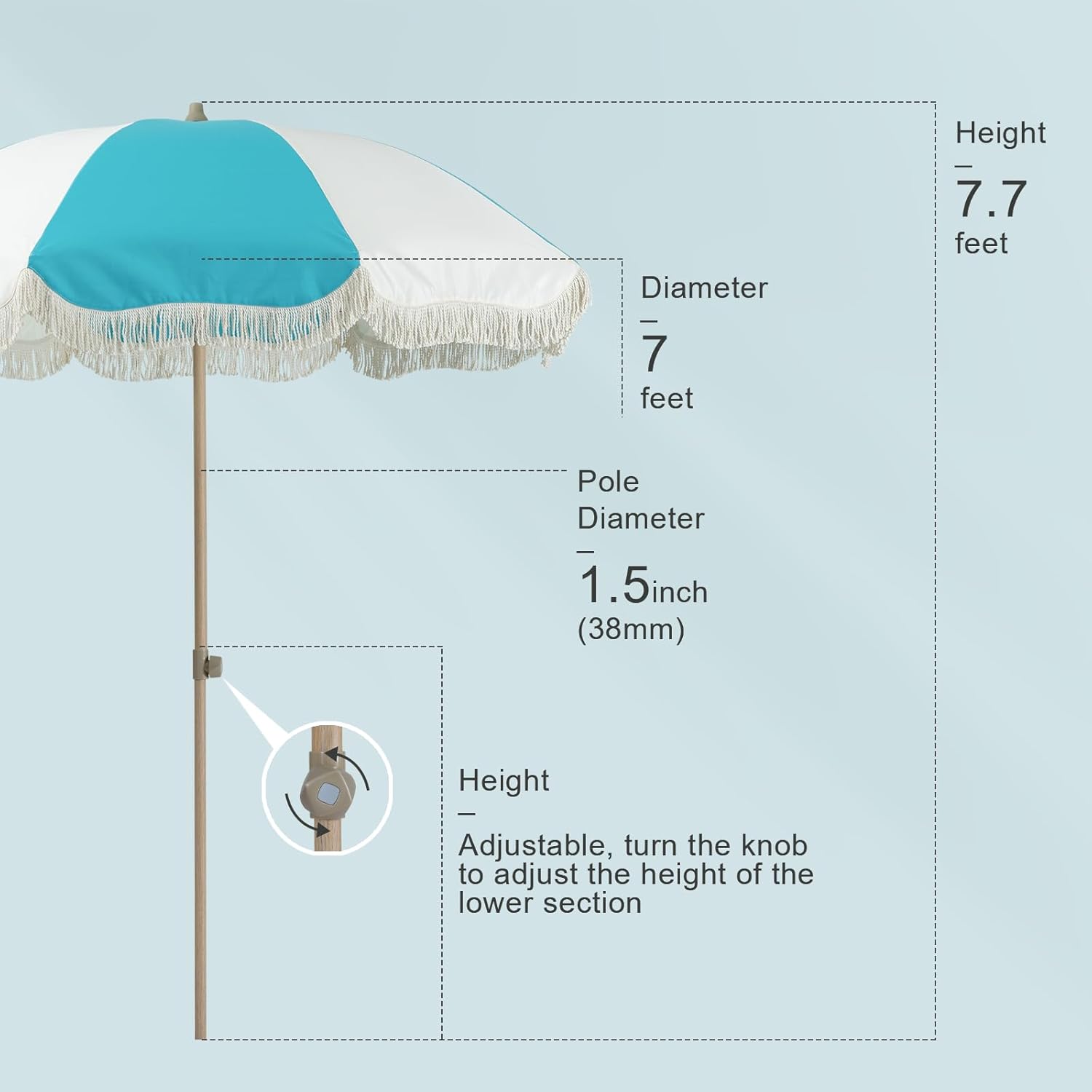 7ft Boho Beach & Patio Umbrella with Fringe