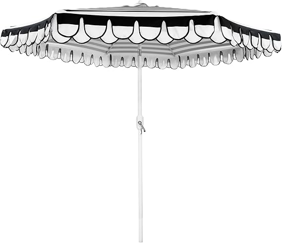 9Ft Elegant Valance Patio Umbrella, Outdoor Umbrellas for Patio with Auto-Tilt and Crank Systerm