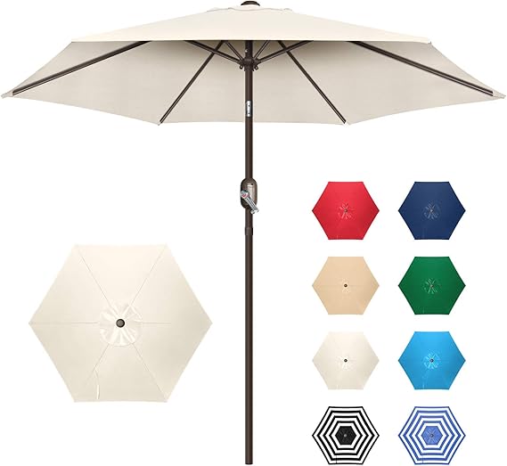 7.5Ft/9Ft Patio Umbrella, UV Protect Pool Umbrella with Heavy Duty Pole