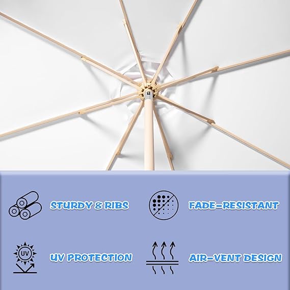 9Ft Elegant Valance Patio Umbrella, Outdoor Umbrellas for Patio with Auto-Tilt and Crank System