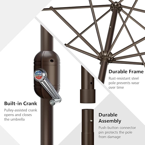 11ft Patio Umbrella, UV Protect Pool Umbrella with Heavy Duty Pole, Ventilate Design Outdoor Umbrella