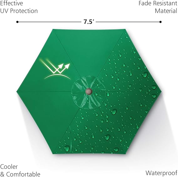 7.5Ft Patio Umbrella, UV Protect Pool Umbrella with Heavy Duty Pole, Outdoor Umbrella with Push Bottom Tilt & Crank
