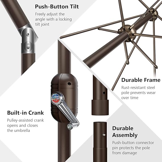 7.5Ft/9Ft Patio Umbrella, UV Protect Pool Umbrella with Heavy Duty Pole