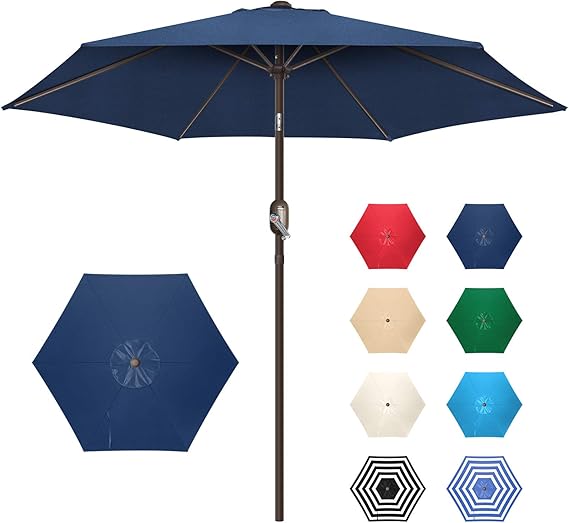 7.5Ft/9Ft Patio Umbrella, UV Protect Pool Umbrella with Heavy Duty Pole