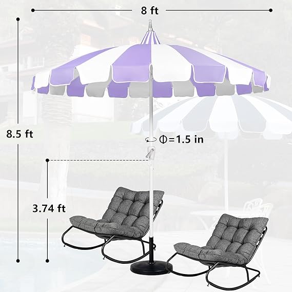 8Ft Patio Pagoda Umbrella, UV Protect Pool Umbrellas with Heavy Duty Pole, Outdoor Market Umbrella
