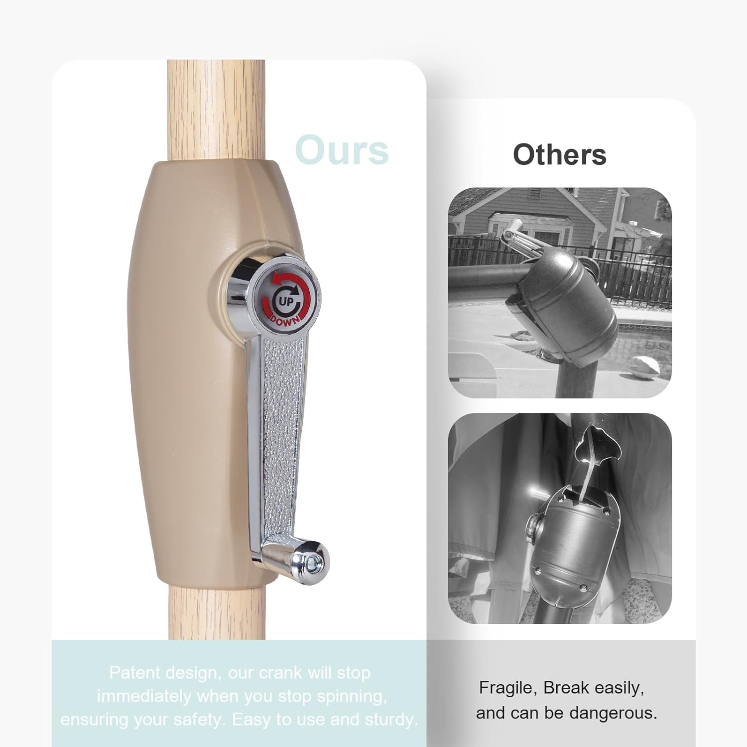 9ft Scalloped Beige Spliced Blue Patio Umbrellas with Fringe