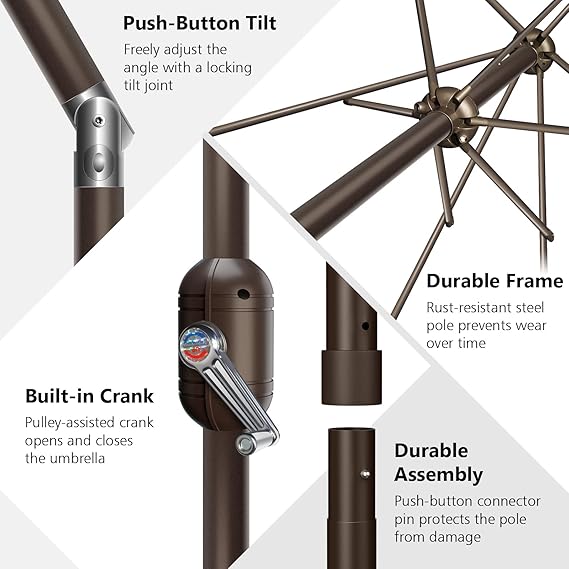 7.5Ft Patio Umbrella, UV Protect Pool Umbrella with Heavy Duty Pole, Outdoor Umbrella