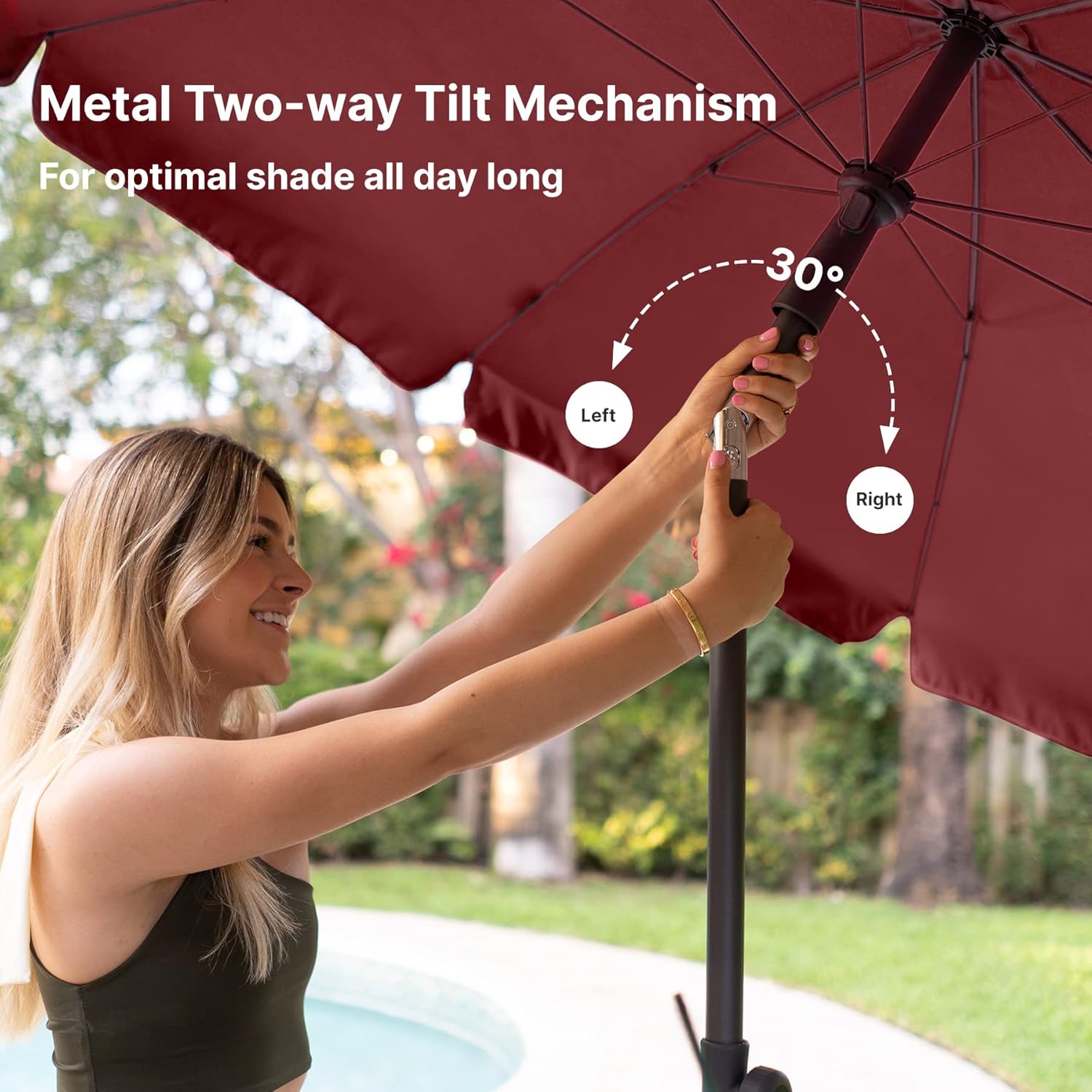 6.5 ft Outdoor Table Umbrella with Tilt Steel Pole, UPF50+ Protection